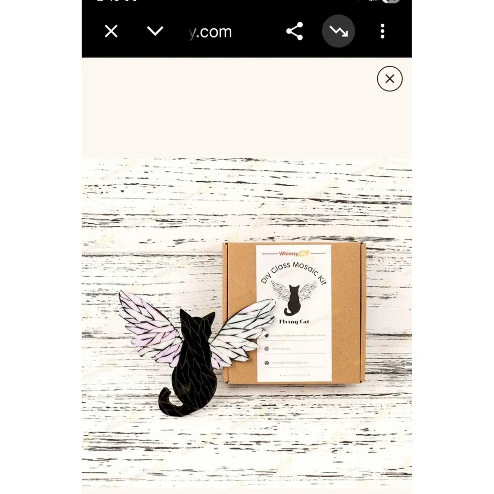Whimsy DIY Flying Cat DIY Glass Mosaic Craft Kit Handmade Cat Theme